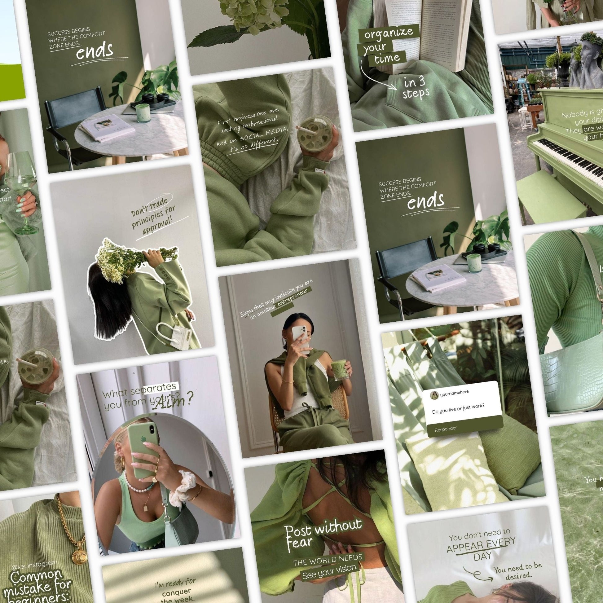 Sage Aesthetic Instagram Templates (Portrait) | 50 Canva Templates | MRR + PLR Boundless PLR