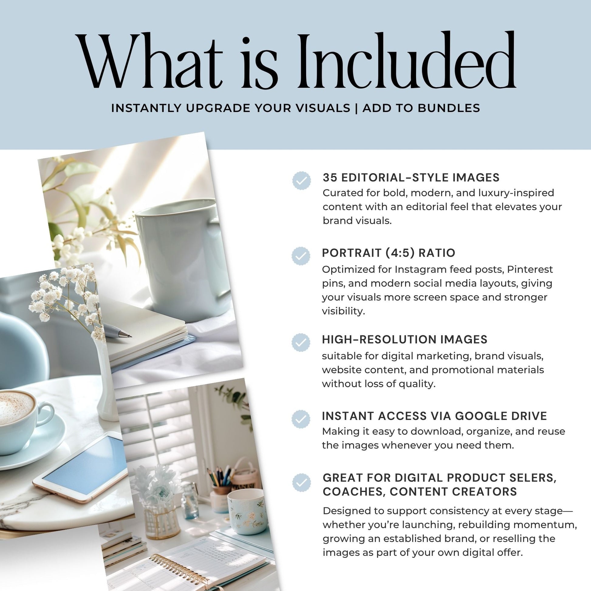 Baby Blue & Cream AI Stock Images | 35 Canva Images with MRR + PLR Boundless PLR