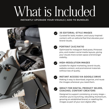 Black & Cream Stock Photos | 35 Moody Lifestyle Stock Images | MRR PLR Resell Rights Boundless PLR