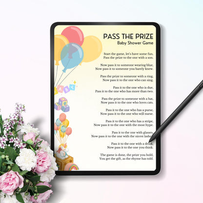 Pass the Prize Baby Shower Game | Editable Canva Template with PLR & MRR