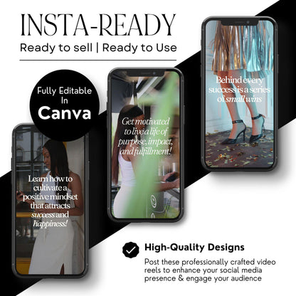 30 Motivational Reels with PLR & MRR | Instagram TikTok Pinterest | Canva Editable Templates - Boundless PLR