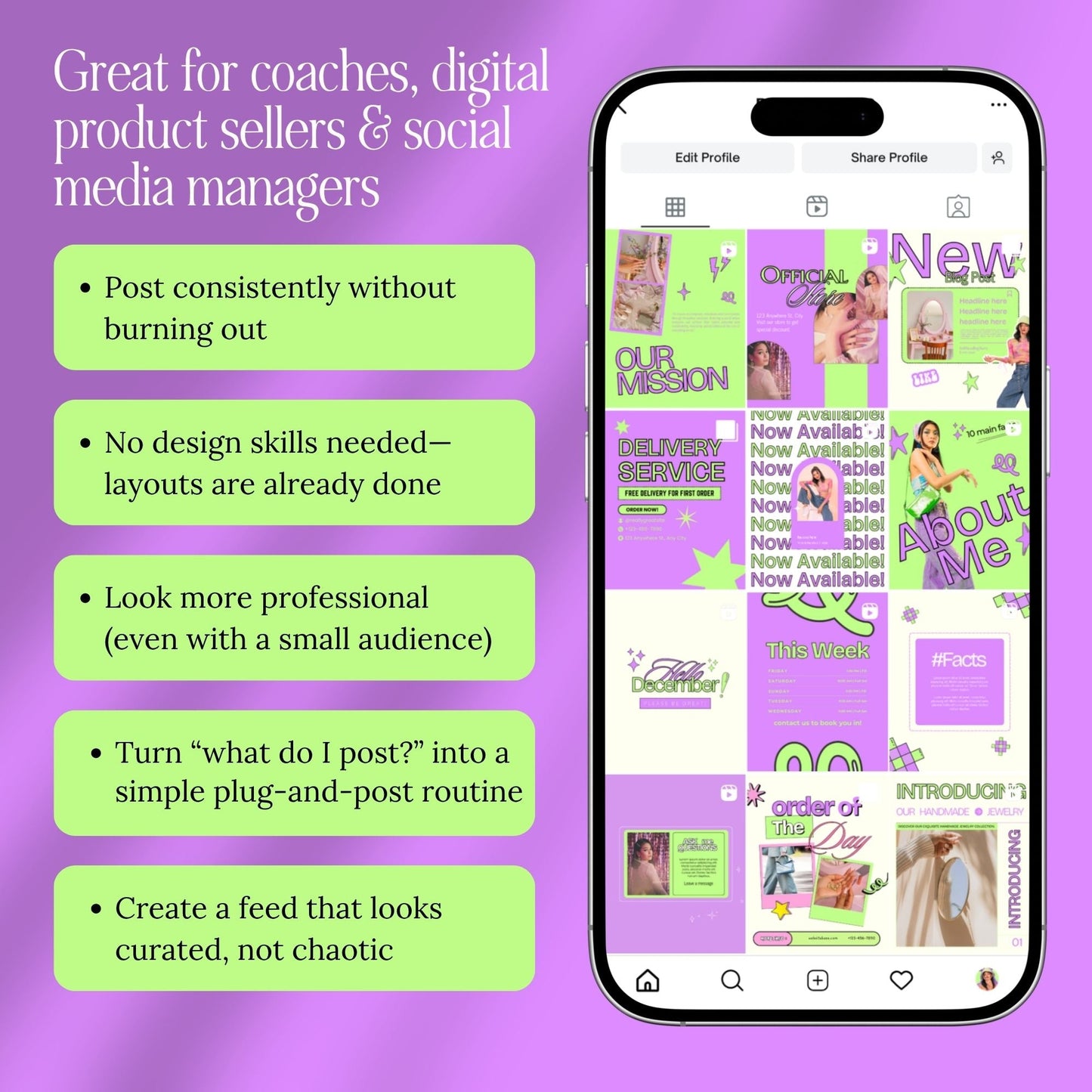 PLR Social Media Templates Canva Editable | Yellow & Green Pop Instagram Templates with MRR Rights Boundless PLR