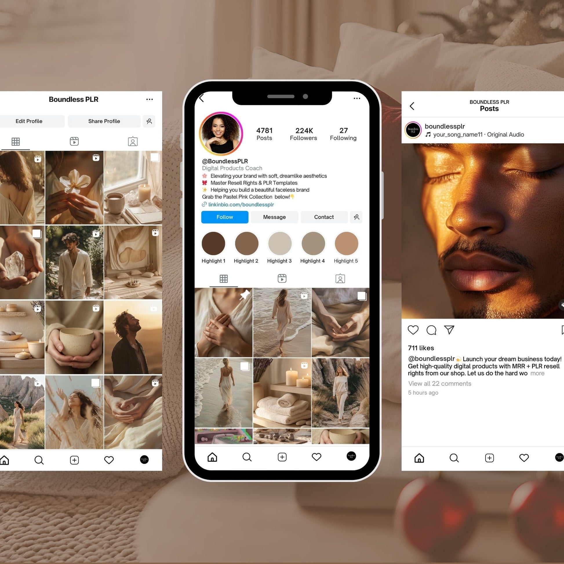 Holistic AI Stock Images Bundle for Instagram | 68 Neutral Wellness Images | PLR + MRR Resell Rights Boundless PLR