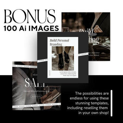 PLR Instagram Luxe Men's Templates Bundle: 100 Posts, 100 Stories & 100 AI-Generated Images | Canva Editable - Boundless PLR