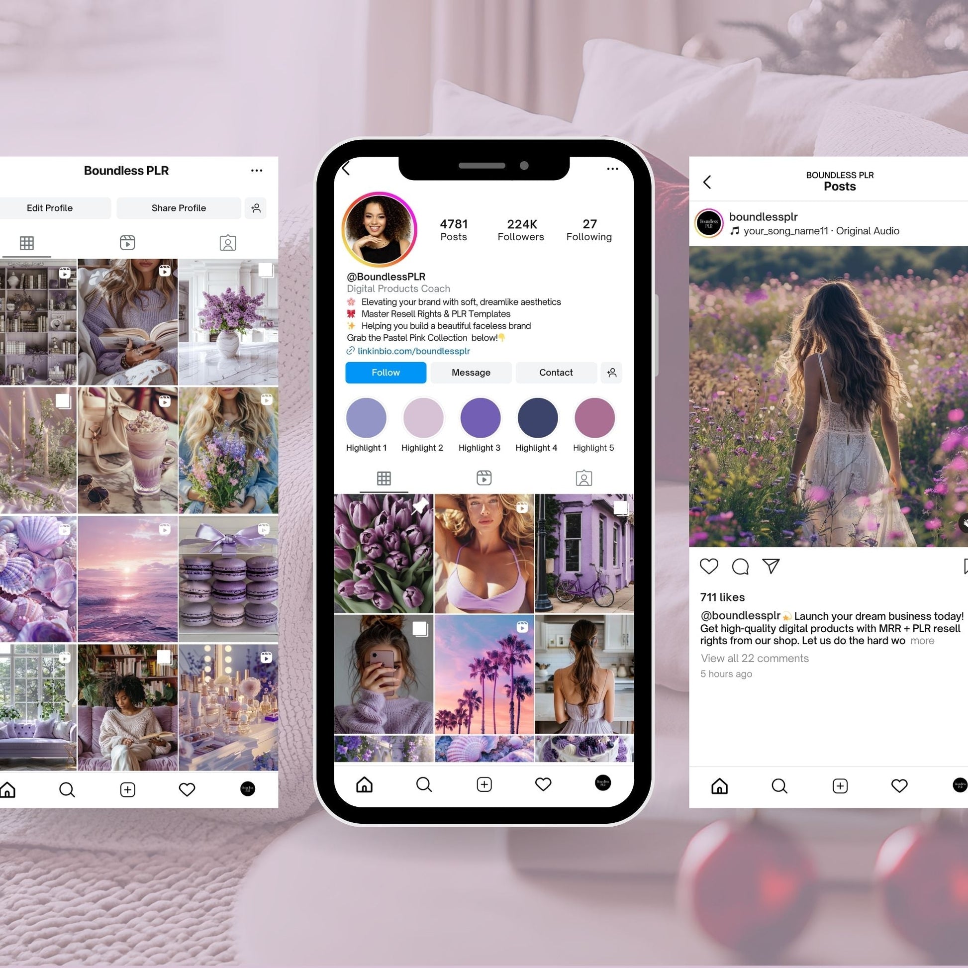 Purple Stock Images | AI Stock Photos | Aesthetic Images for Social Media | Square, Portrait, & Story Sizes | MRR & PLR Resell Rights Boundless PLR