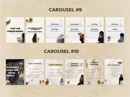 10 Aesthetic Instagram Carousel Templates (Set #2) – Canva Editable with MRR & PLR + Bonus Stickers Boundless PLR