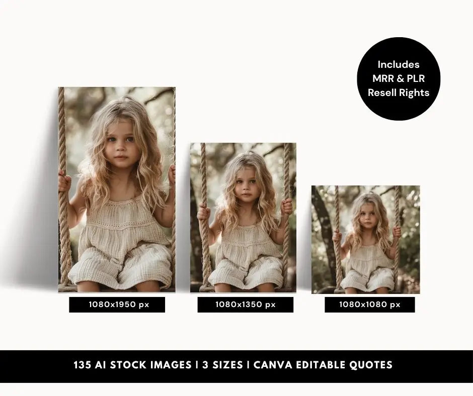 Motherhood Aesthetic Stock Photo & Content Bundle | PLR & MRR | AI Images + Reels + Canva Templates Boundless PLR
