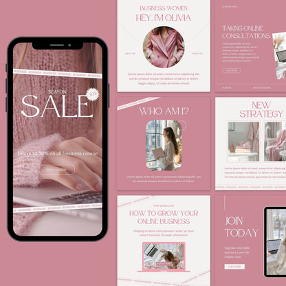 Pink Aesthetic Instagram Templates: 100 Posts and Stories with MRR and PLR Resell Rights - Boundless PLR