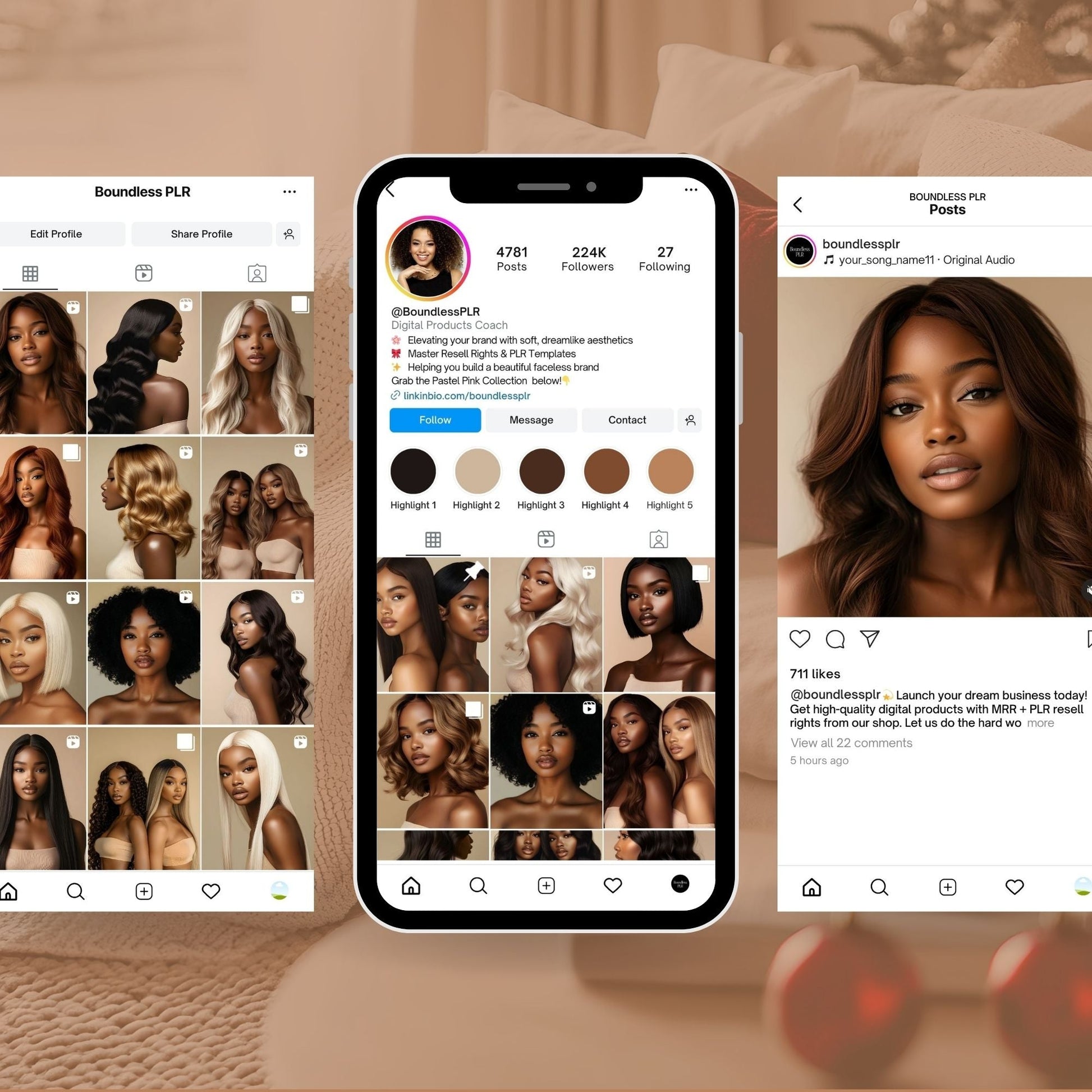 Melanin Hair Stock Photos — 100 Luxury Hairstyle Images | PLR MRR Resell Rights | Faceless Marketing | Black Women Beauty Bundle Boundless PLR