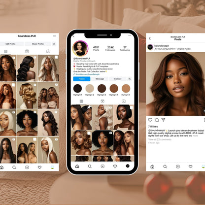 Melanin Hair Stock Photos — 100 Luxury Hairstyle Images | PLR MRR Resell Rights | Faceless Marketing | Black Women Beauty Bundle Boundless PLR