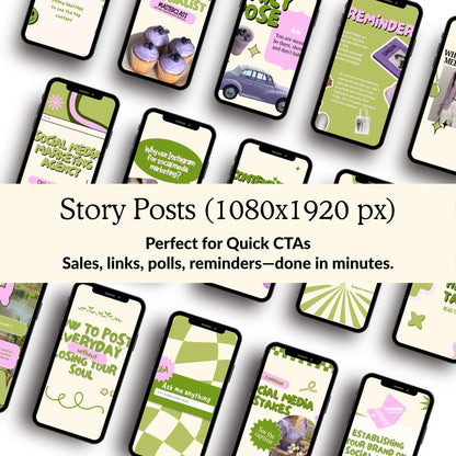 Animated Matcha Green Instagram Templates, Canva MRR PLR Business Social Media Kit, Mint Aesthetic Boundless PLR