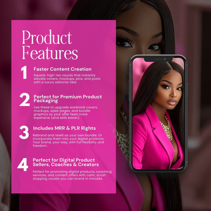 Melanin Hot Pink Luxury Stock Photo Vault | 77 Branding Images with MRR + PLR Boundless PLR