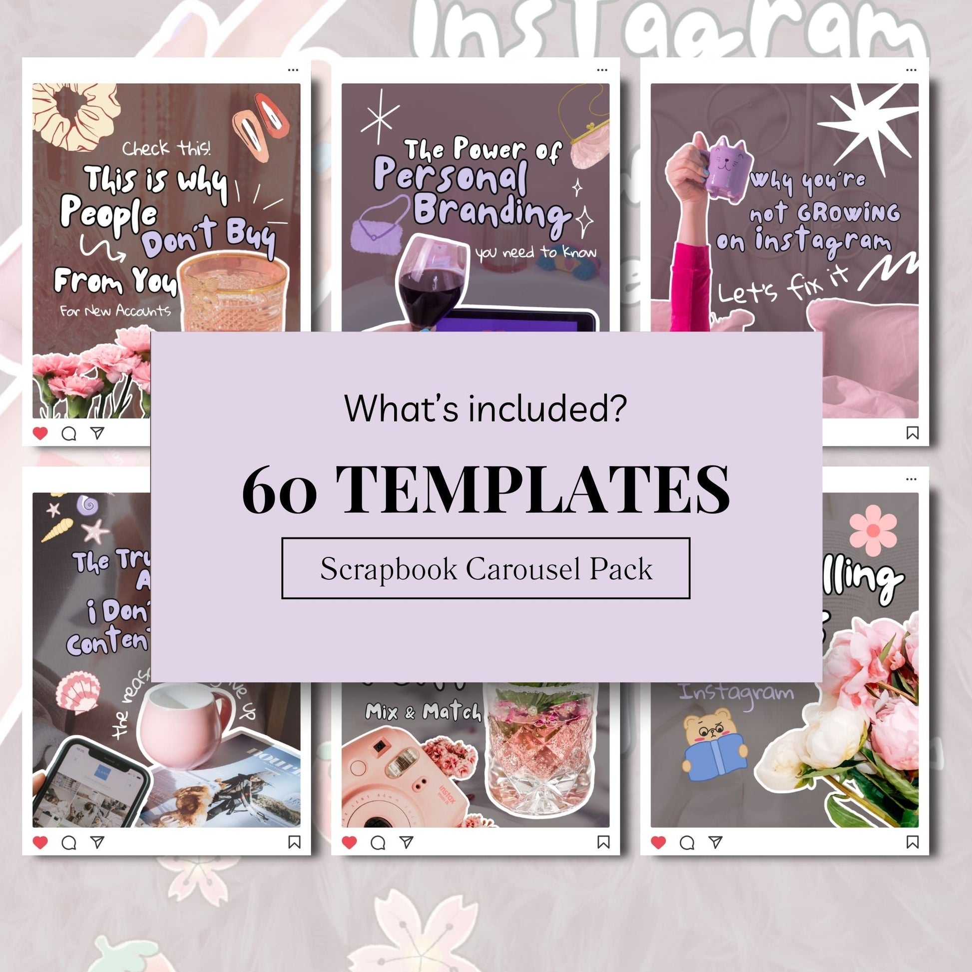 Instagram Carousel Cover Templates Bundle – 60 Canva Hook Slides | MRR + PLR (4:5) Boundless PLR