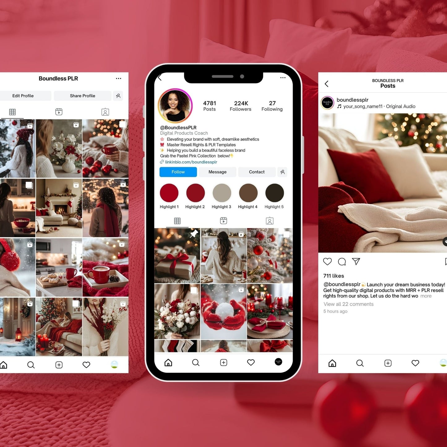 Cozy Christmas Images, Aesthetic Stock Photo Bundle, 100 Red & Beige Photos, Master Resell Rights, PLR Digital Product Boundless PLR