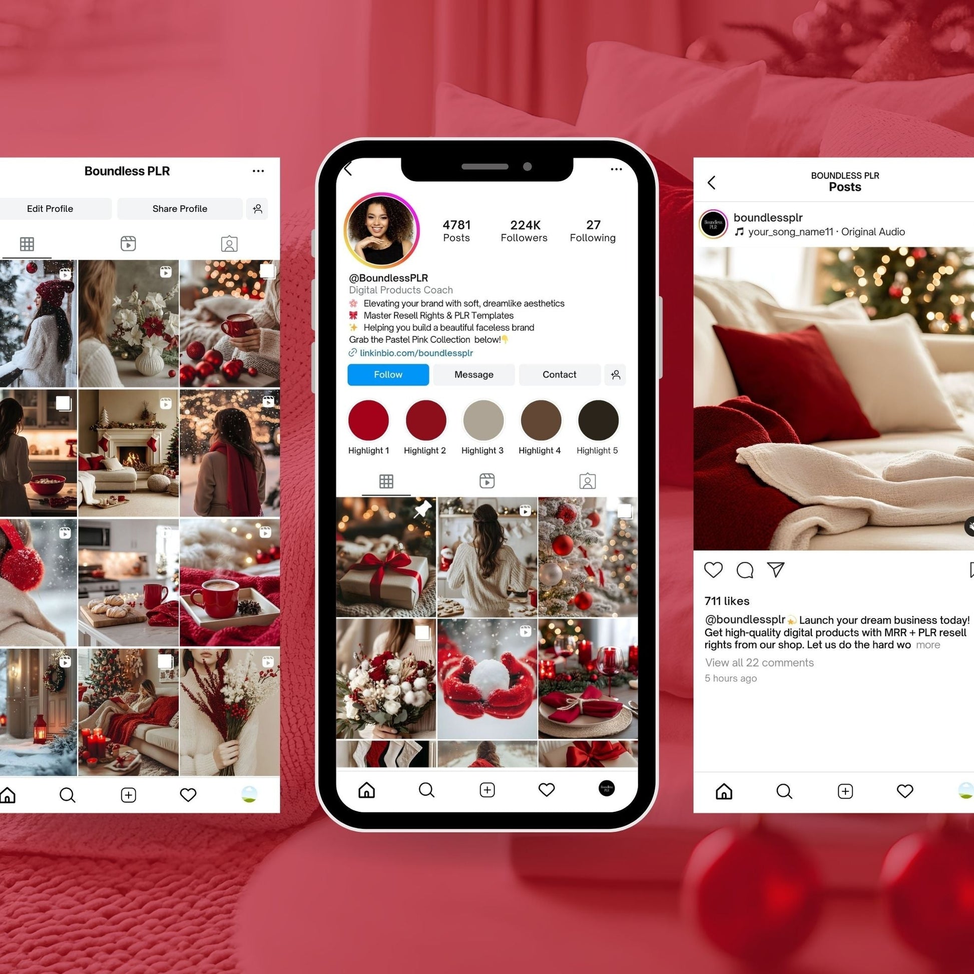 Cozy Christmas Images, Aesthetic Stock Photo Bundle, 100 Red & Beige Photos, Master Resell Rights, PLR Digital Product Boundless PLR