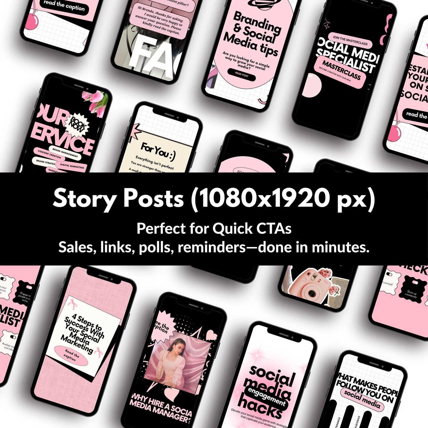 Instagram Templates Canva | Social Media Templates | Black Pink | MRR PLR Digital Products Boundless PLR