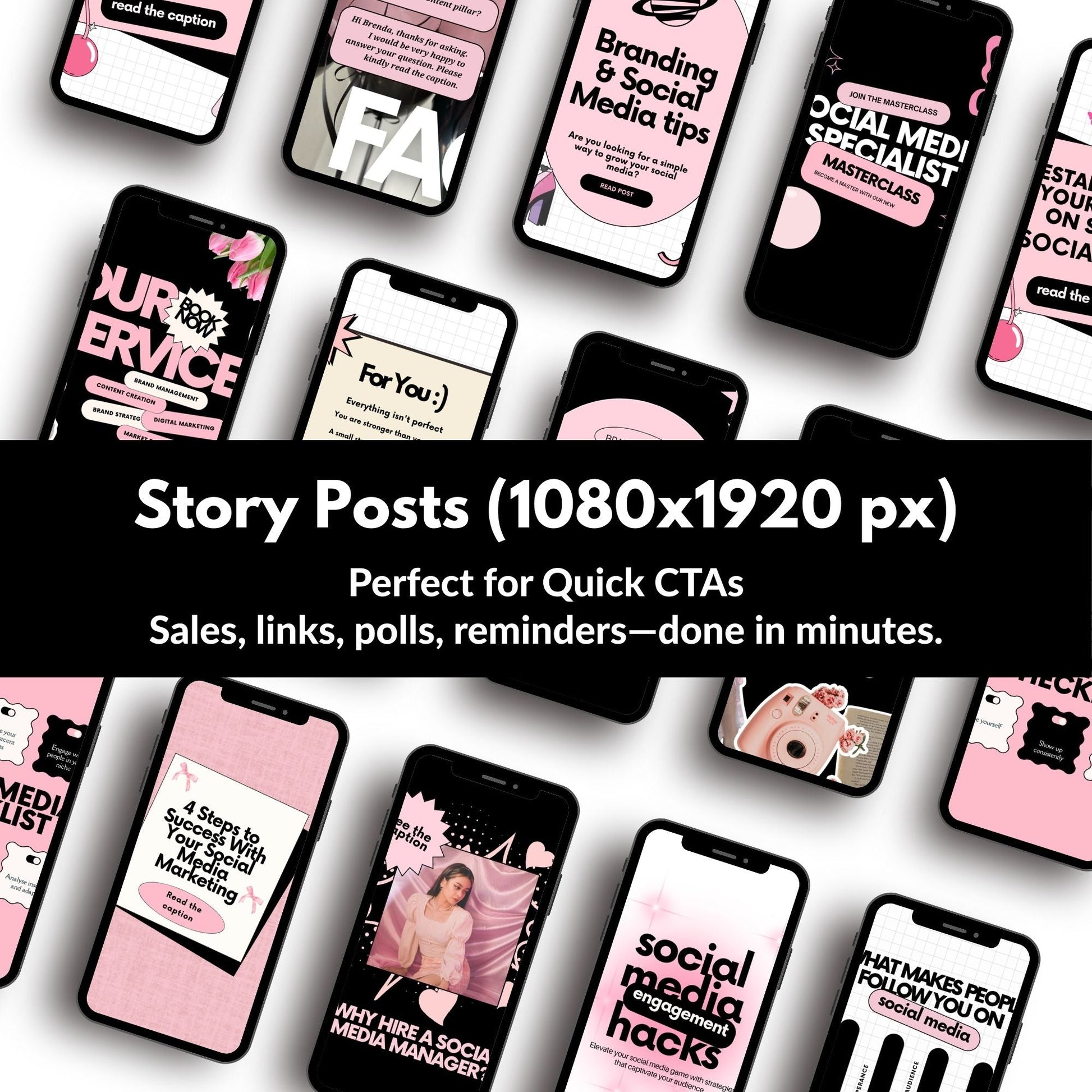 Instagram Templates Canva | Social Media Templates | Black Pink | MRR PLR Digital Products Boundless PLR