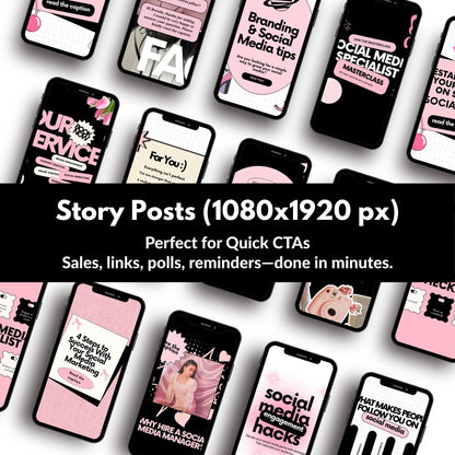 Instagram Templates Canva | Social Media Templates | Black Pink | MRR PLR Digital Products Boundless PLR