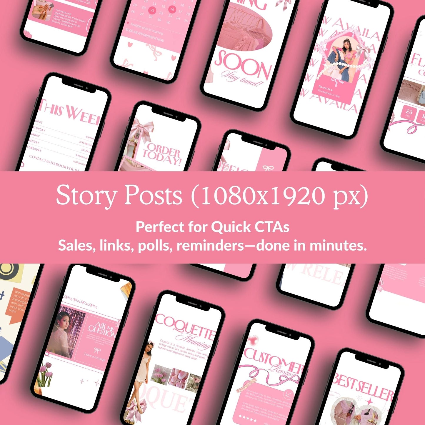 Pink Coquette Aesthetic Instagram Templates, Canva Editable Small Social Media Bundle for Small Business, MRR PLR Digital Product Boundless PLR