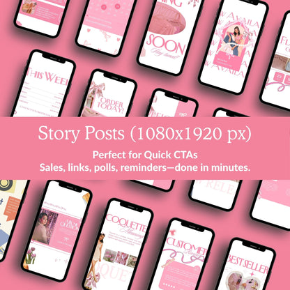 Pink Coquette Aesthetic Instagram Templates, Canva Editable Small Social Media Bundle for Small Business, MRR PLR Digital Product Boundless PLR