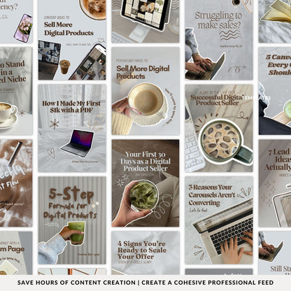Instagram Templates Canva | Coaching Instagram | 400+ Bonus Stickers & Grid Planners | MRR + PLR Resell Rights Boundless PLR