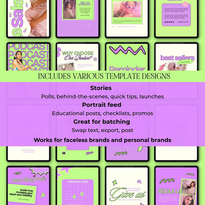 PLR Social Media Templates Canva Editable | Yellow & Green Pop Instagram Templates with MRR Rights Boundless PLR