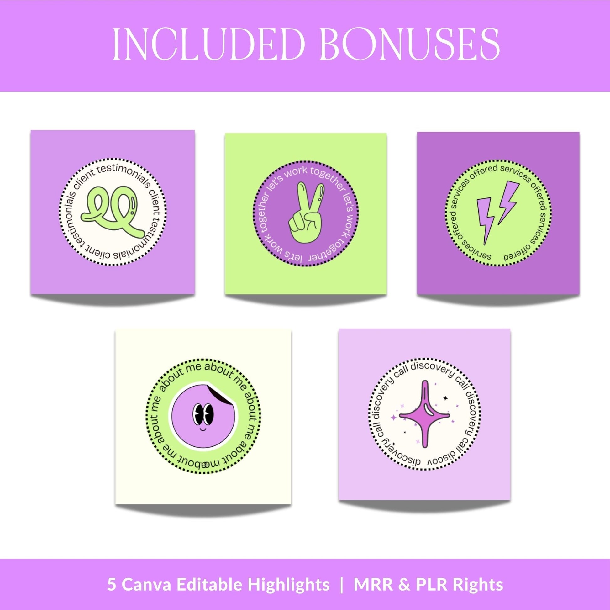 PLR Social Media Templates Canva Editable | Yellow & Green Pop Instagram Templates with MRR Rights Boundless PLR