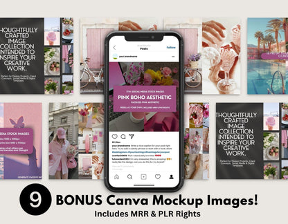Pink Boho Aesthetic Social Media Images | 170+ MRR PLR Stock Photos - Ai PLR Stock Photos - Boundless PLR