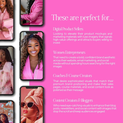 Melanin Hot Pink Luxury Stock Photo Vault | 77 Branding Images with MRR + PLR Boundless PLR