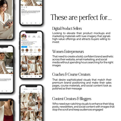 Luxury Feminine Branding Stock Photos | 100+ Neutral Aesthetic Images for Canva | MRR & PLR Faceless Marketing Content Bank Boundless PLR