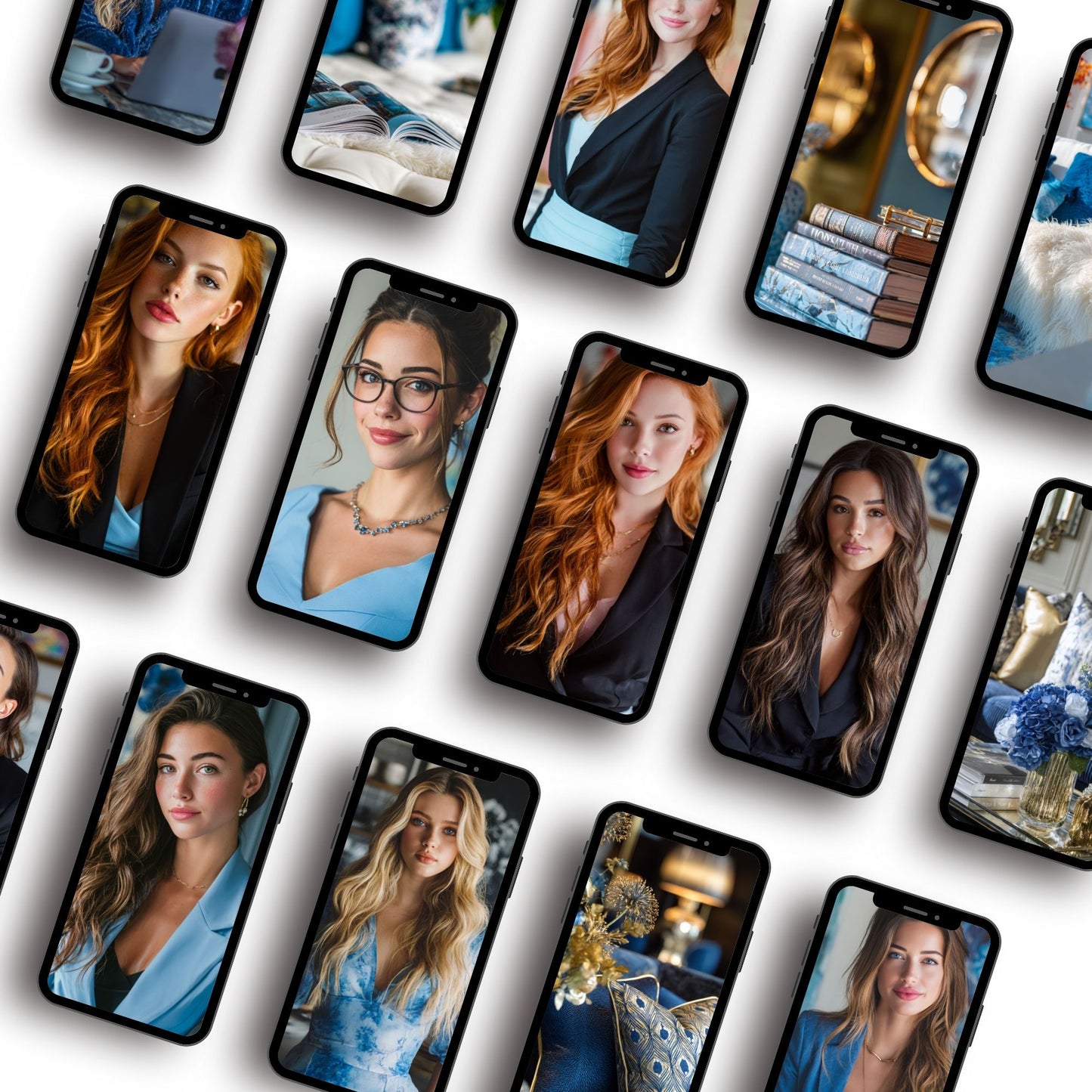 Blue Aesthetic Stock Photos Bundle | 3 Sizes (Square, Portrait, Story) | PLR + MRR