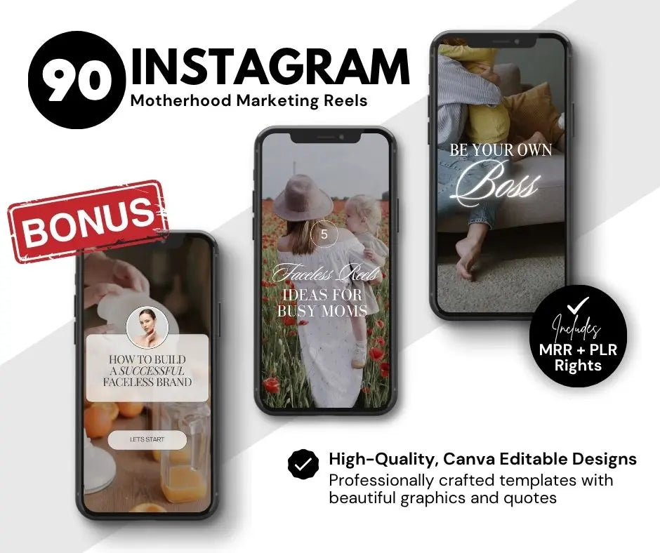 Motherhood Aesthetic Stock Photo & Content Bundle | PLR & MRR | AI Images + Reels + Canva Templates Boundless PLR