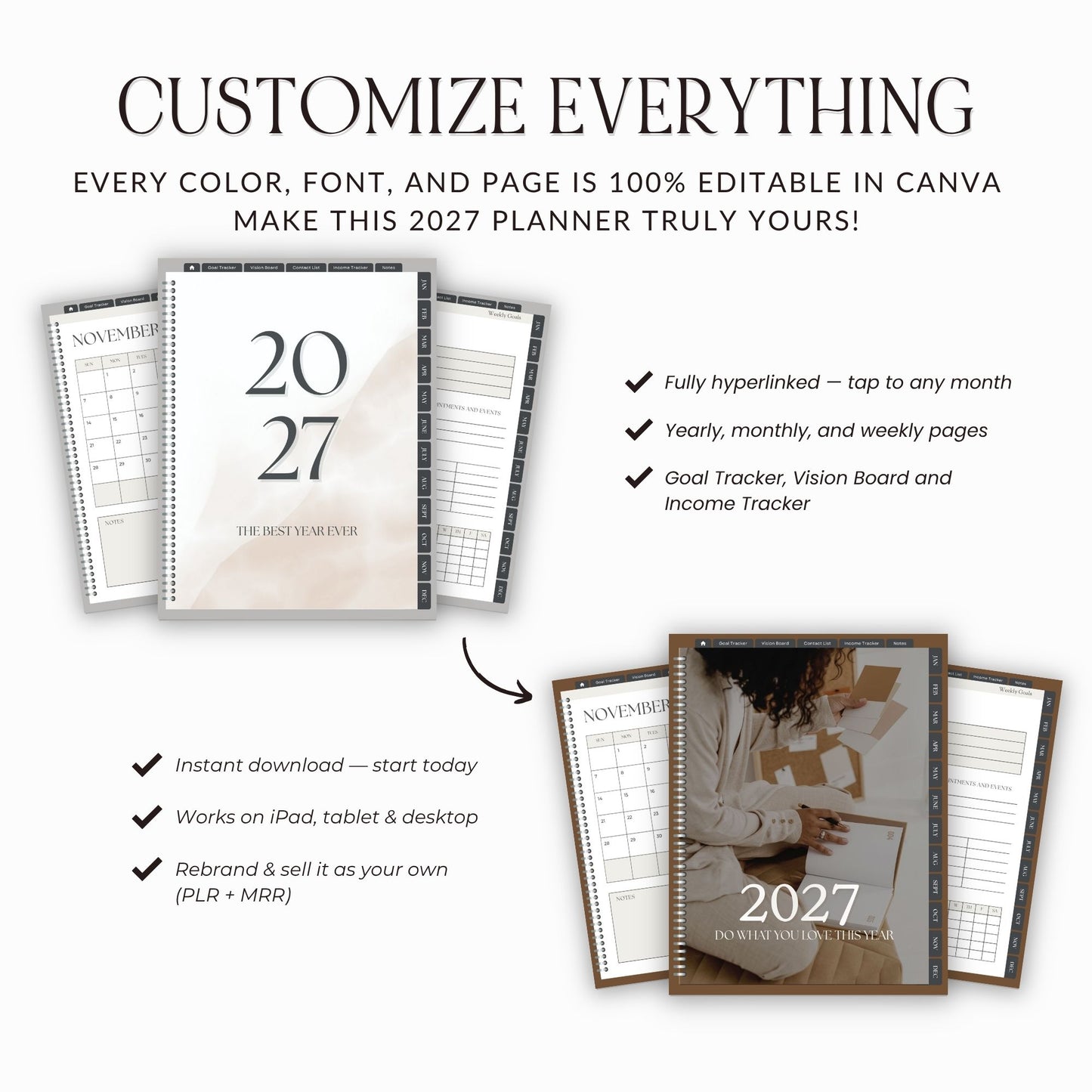 Canva Planner Template 2027 – PLR Digital Planner with Master Resell Rights