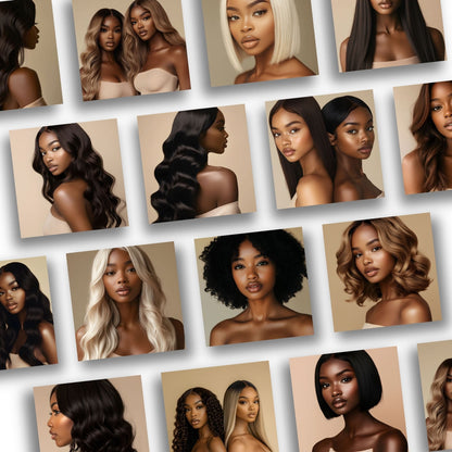 Melanin Hair Stock Photos — 100 Luxury Hairstyle Images | PLR MRR Resell Rights | Faceless Marketing | Black Women Beauty Bundle Boundless PLR