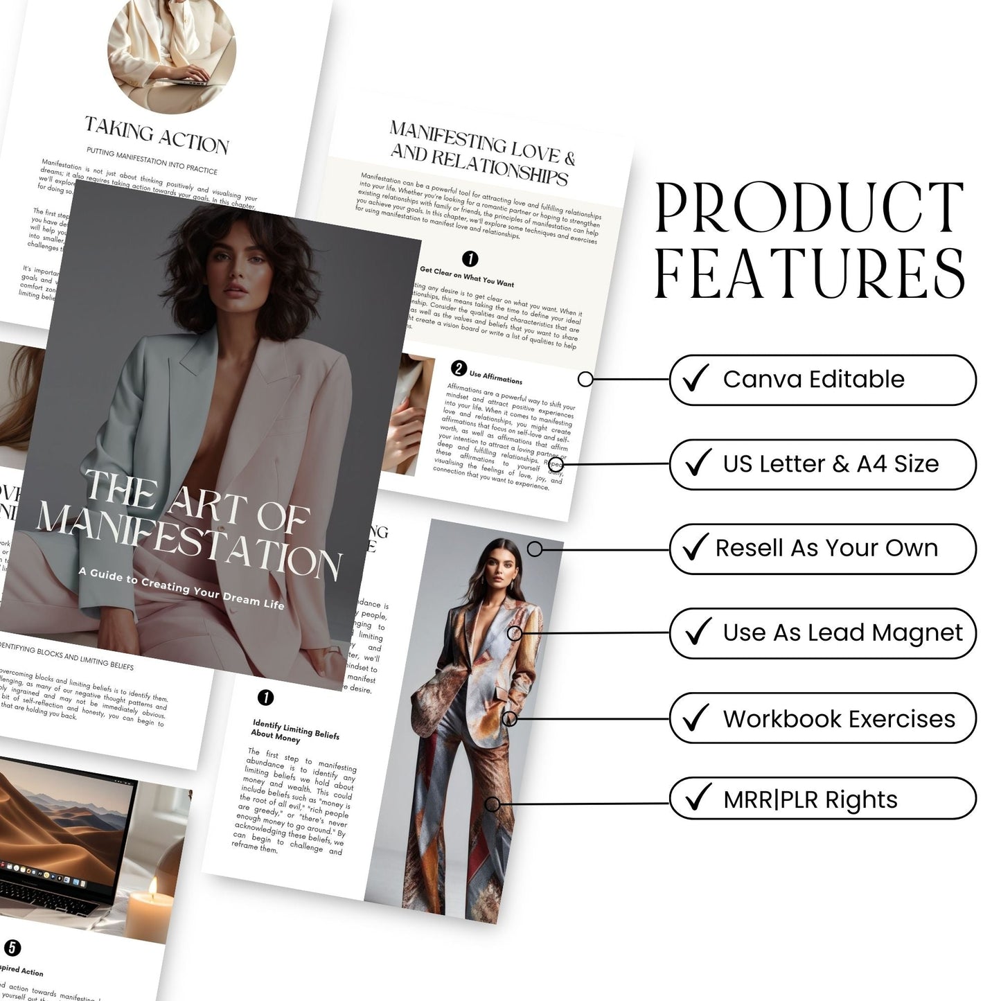 The Art of Manifestation eBook (Canva Editable) | US Letter + A4 | MRR + PLR + 3 Bonuses Boundless PLR