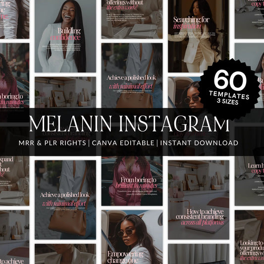 Melanin Magic Instagram Templates – 60 Canva-Editable Designs with PLR & MRR Rights Boundless PLR