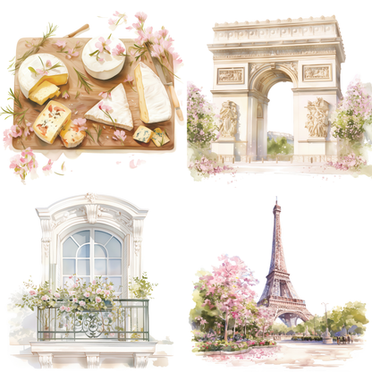Paris in Bloom AI Clipart Bundle (12 Transparent PNGs) + PLR/MRR Resell Rights + Bonus Canva Crash Course Boundless PLR