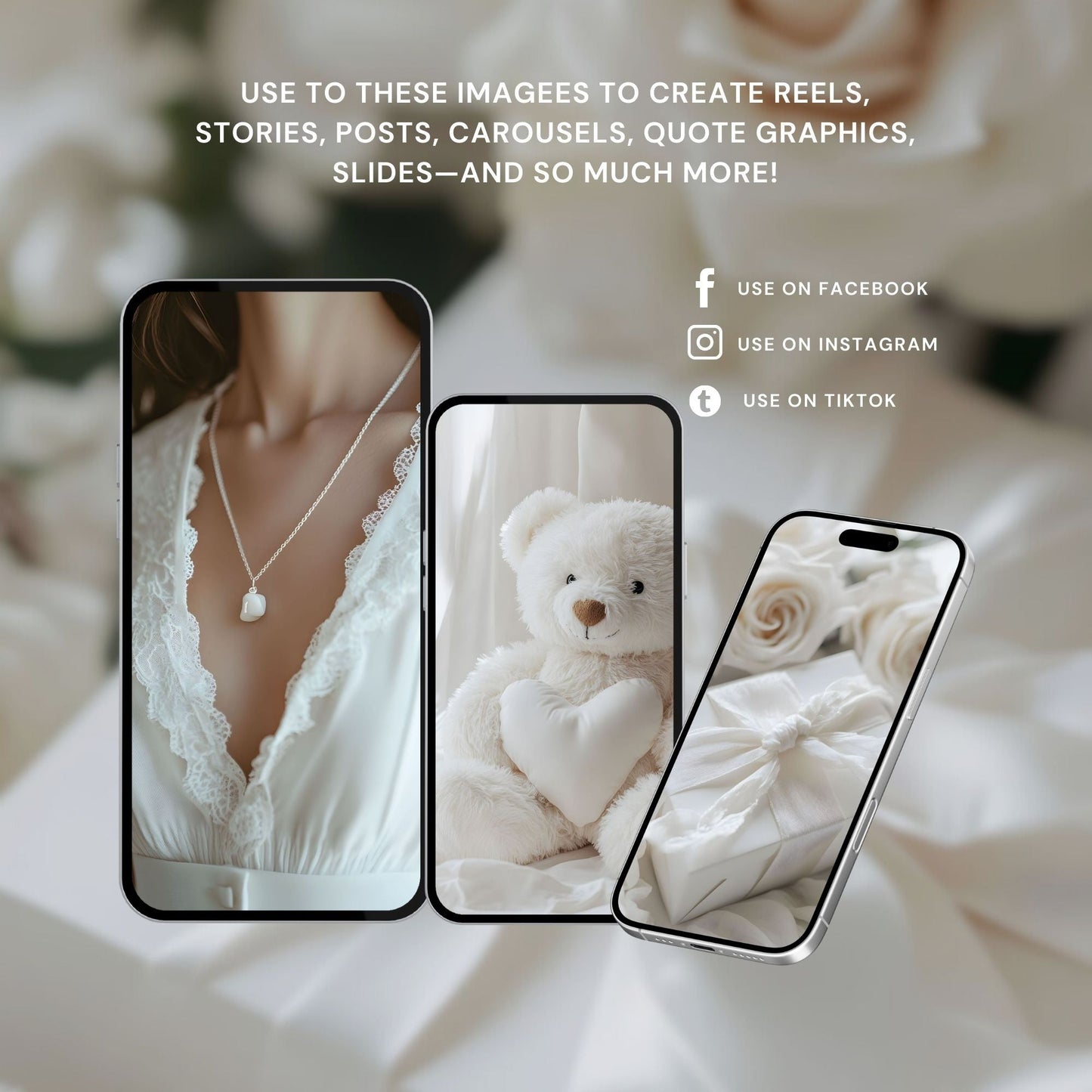 Valentine Stock Photos (100) | Ivory Romance Image Bundle | Canva | MRR + PLR Boundless PLR