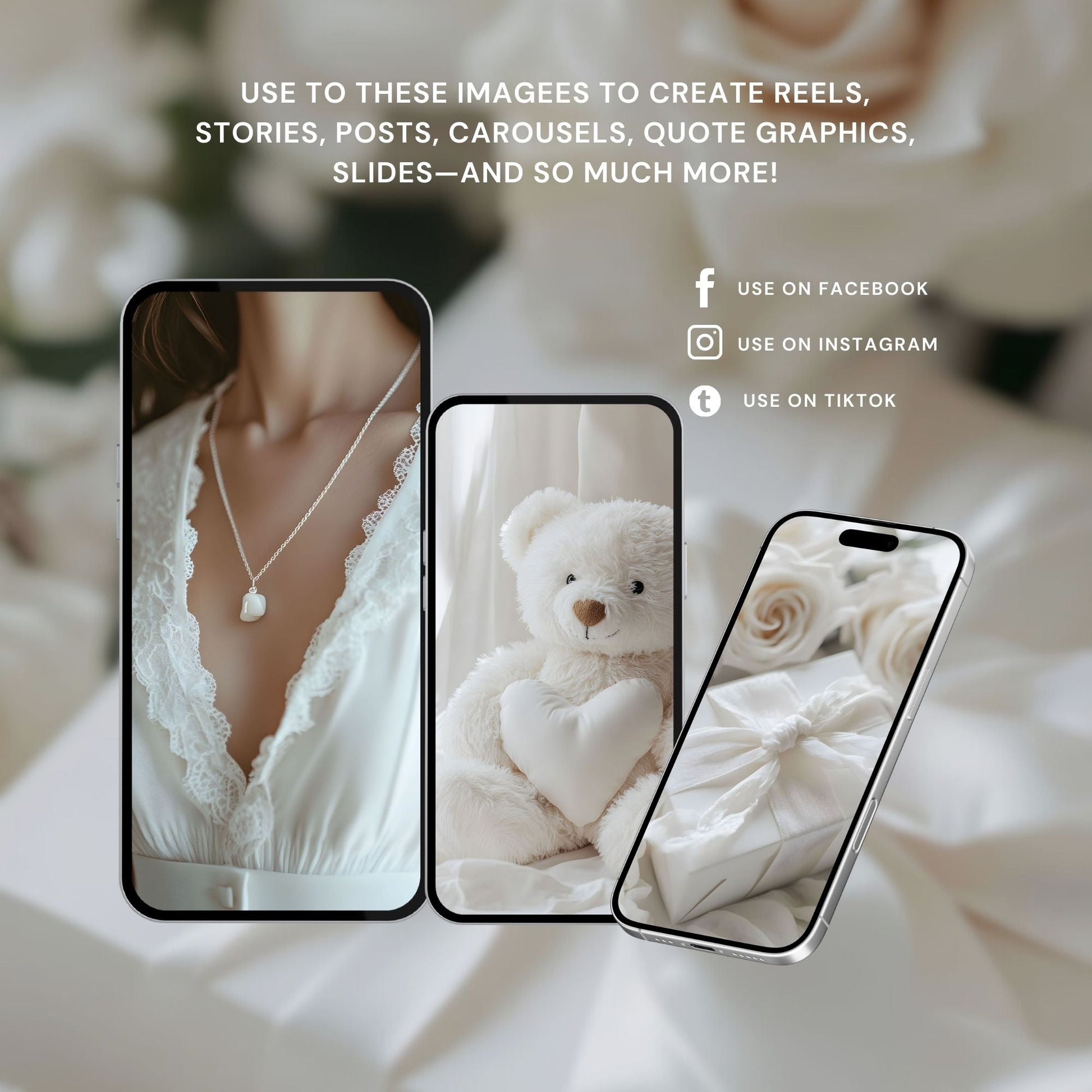 Valentine Stock Photos (100) | Ivory Romance Image Bundle | Canva | MRR + PLR Boundless PLR