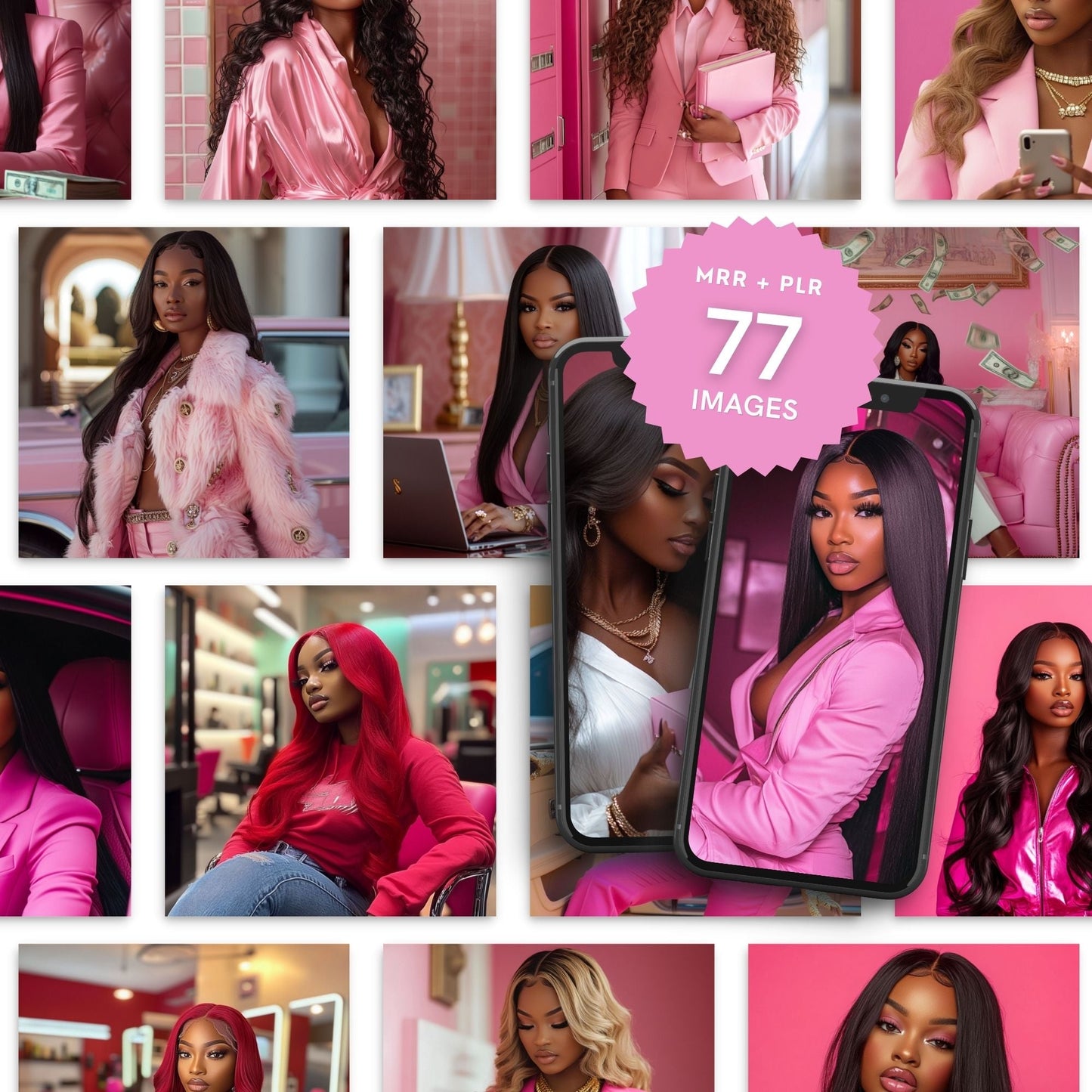 Melanin Hot Pink Luxury Stock Photo Vault | 77 Branding Images with MRR + PLR Boundless PLR