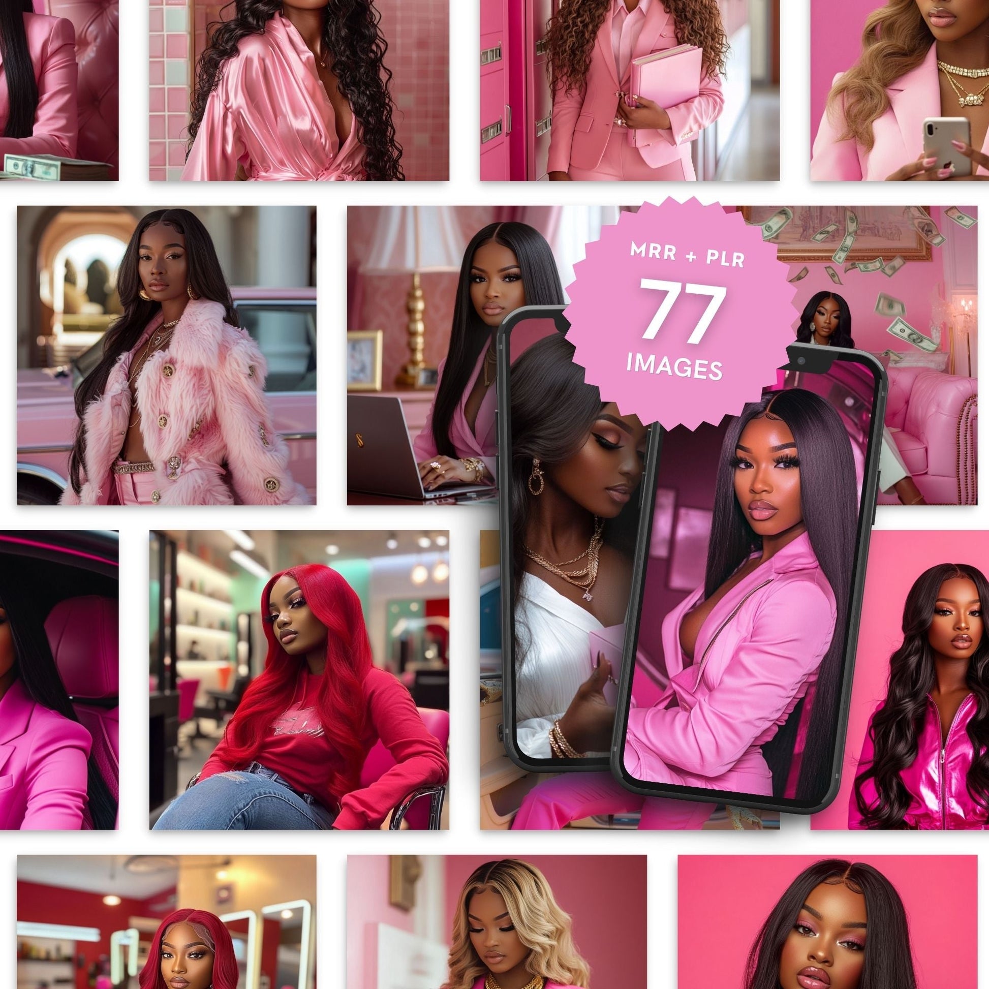 Melanin Hot Pink Luxury Stock Photo Vault | 77 Branding Images with MRR + PLR Boundless PLR
