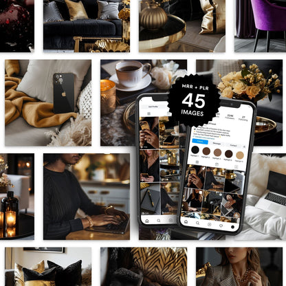 Black & Gold Luxury Collection: 45 AI Stock Images with MRR & PLR Boundless PLR