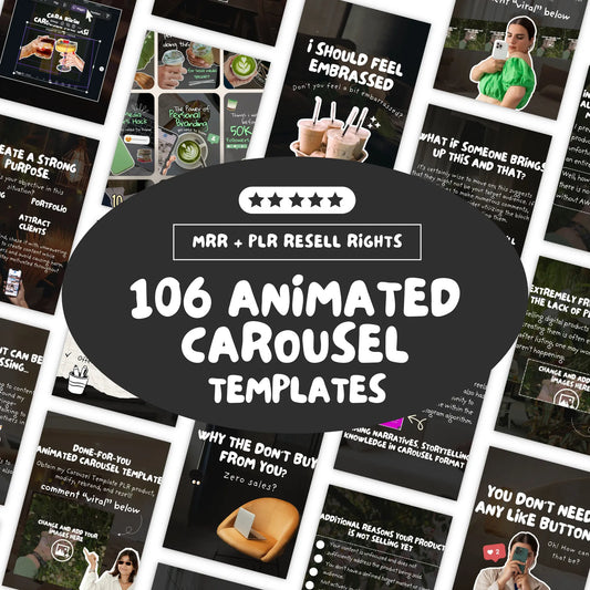 106 Animated Instagram Carousel Canva Templates – Editable with PLR/MRR Resell Rights Boundless PLR