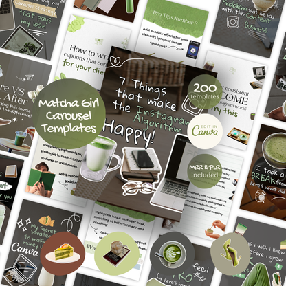 Matcha Instagram Carousel Templates for Canva + MRR & PLR Resell Rights Boundless PLR