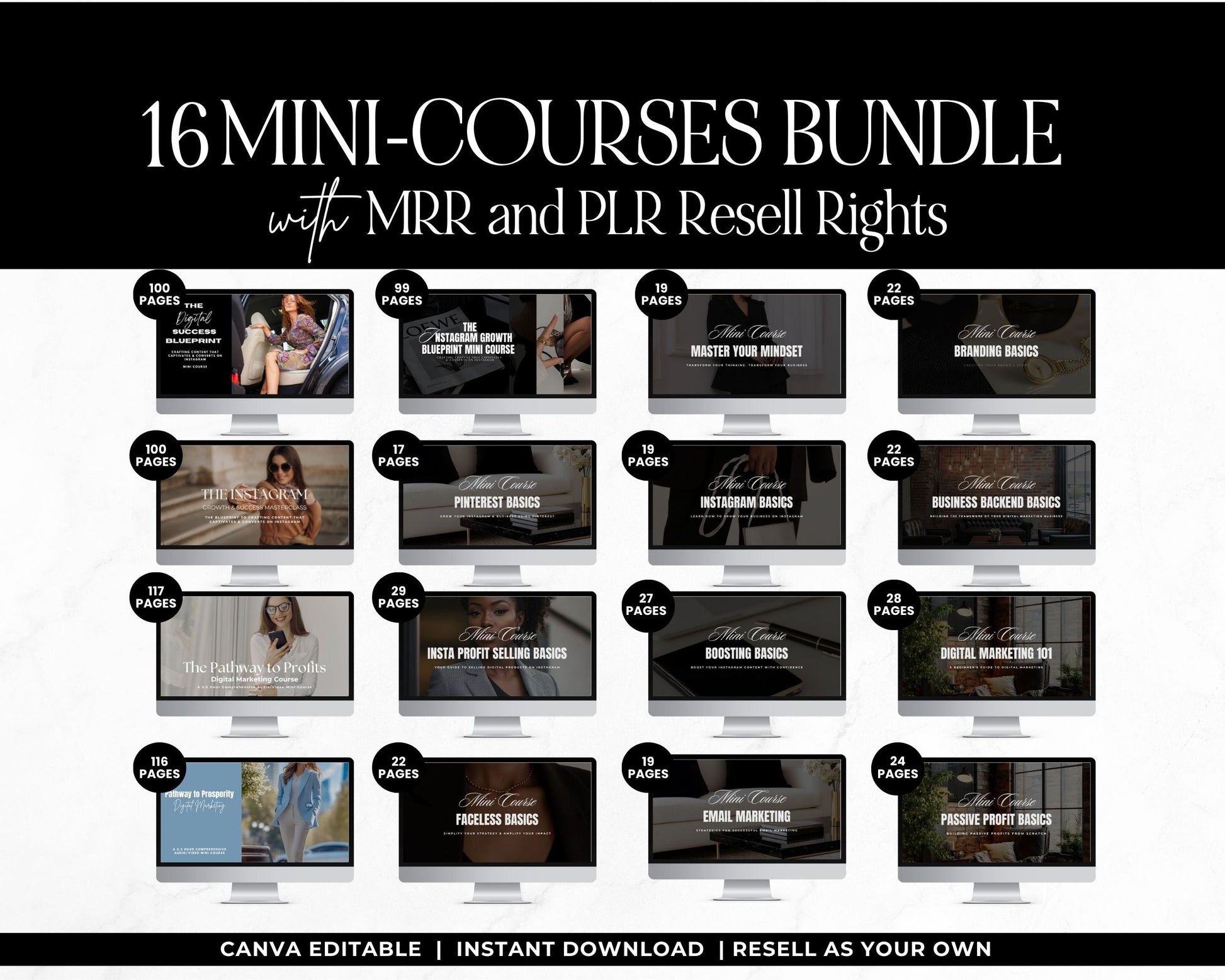 Digital Marketing 16 Mini-Courses Bundle with MRR & PLR | Videos with Resell Rights | Passive Income, Email Marketing, Social Media & Branding Boundless PLR