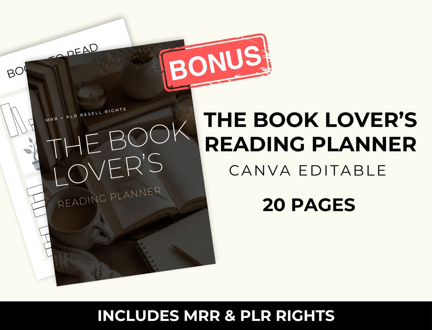 Book Tracker & Reading Log — Google Sheets Spreadsheet with PLR & MRR Resell Rights