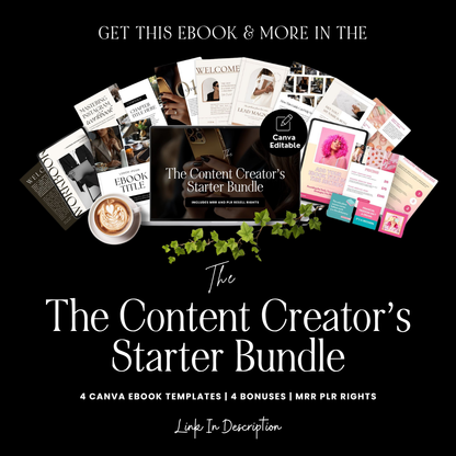 Canva eBook Template (Luxe Editorial) + Workbook & Guide Layouts | MRR + PLR + Bonus Black & Gold Stock Photos Boundless PLR