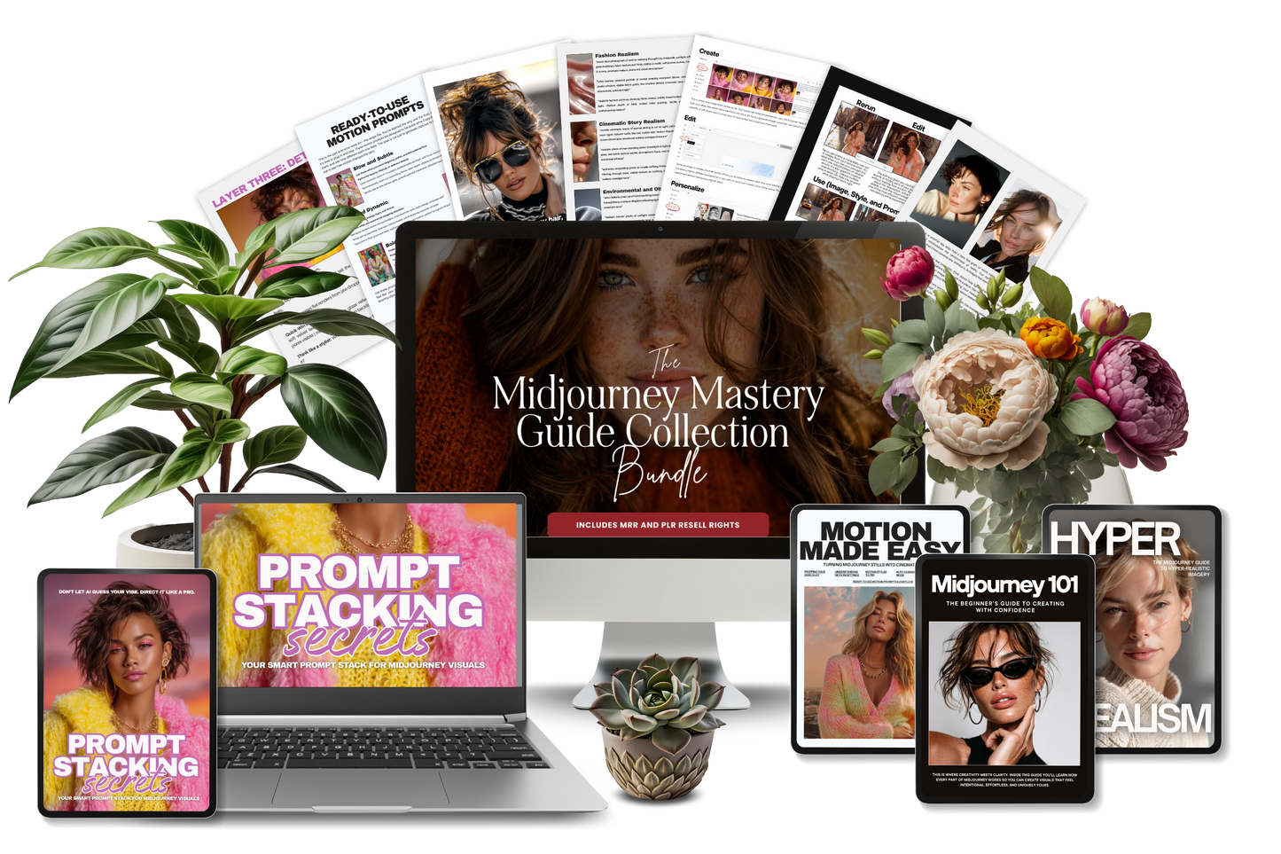 Midjourney Prompt Guide + Tutorial Bundle (MRR + PLR) | Hyperreal + Motion