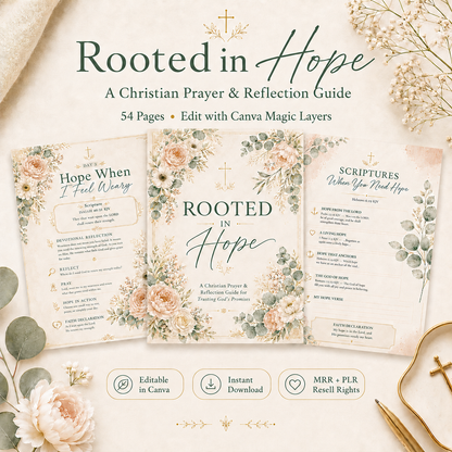 Rooted in Hope Prayer Journal — Printable Christian Devotional & Bible Study Planner for Women