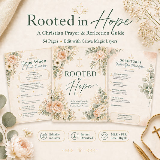 Rooted in Hope Prayer Journal — Printable Christian Devotional & Bible Study Planner for Women